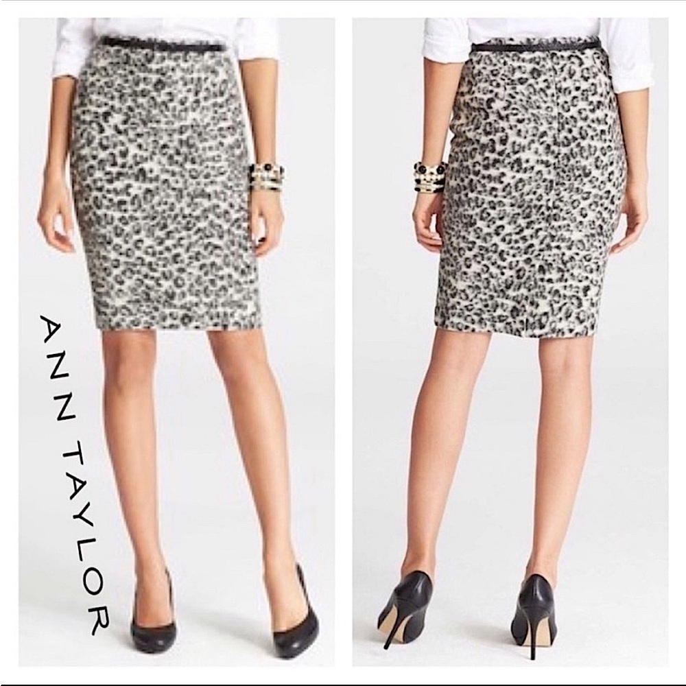 Ann Taylor Leopard Print Pencil Skirt